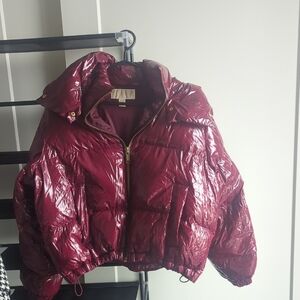 MICHAEL Michael Kors Shiny Burgundy Puffer Jacket